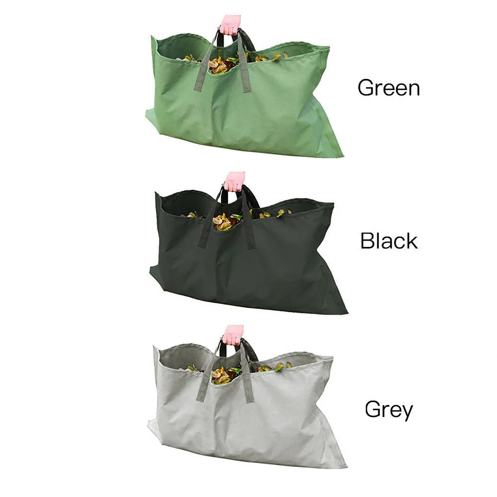 Heavy duty recyclable garden tote for yard waste, green color, with hook-and-loop fasteners