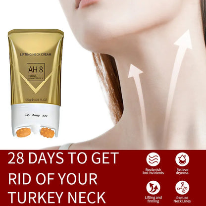 Neck cream container with roller applicator, 120g formula for neck moisturising