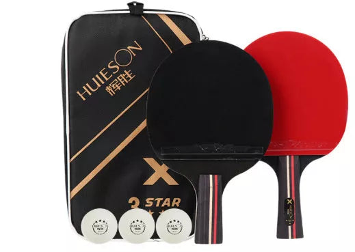 Pure wood table tennis racket set with reverse glue rubber for enhanced play