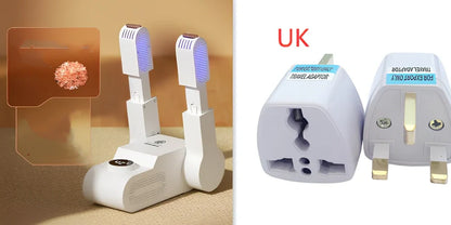 Multifunctional shoe dryer with folding design and purple light antibacterial technology for drying and deodorising footwear