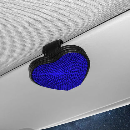 Car sun visor storage clip with diamond design measuring 8.0 by 7.3 cm with magnetic closure