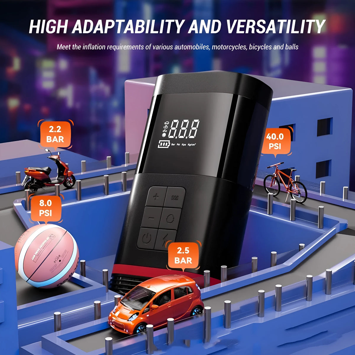 Black wireless car jump starter power bank with emergency lighting and USB charging ports