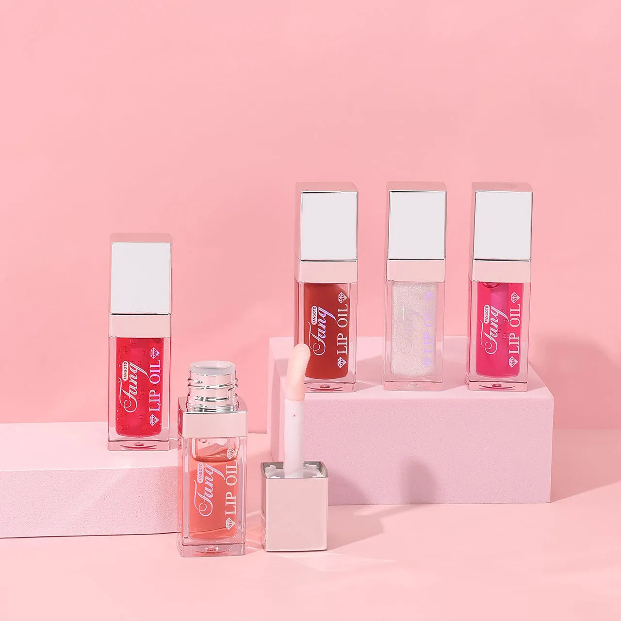 Bright lip gloss mint lipstick in five colour shades with moisturising and repairing effects