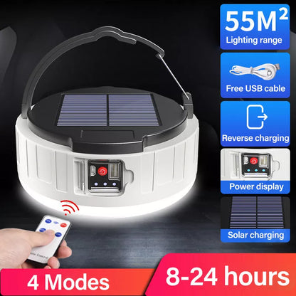 Solar LED Emergency Mobile Stand Light with remote control and dual charging options