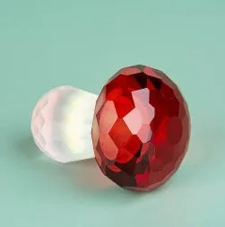 White crystal mushroom decorative sculpture measuring 40mm by 53mm in transparent, light green, red, or yellow colour options