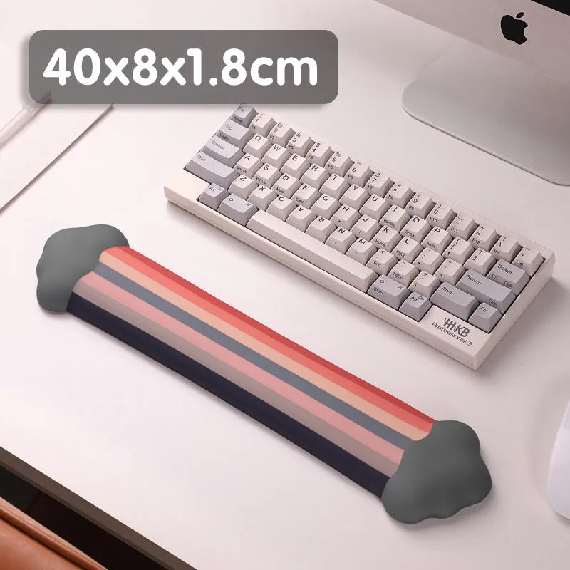 Silicone cloud pattern wrister mouse pad and matching keyboard support on a desk