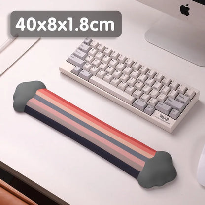 Silicone cloud pattern wrister mouse pad and matching keyboard support on a desk