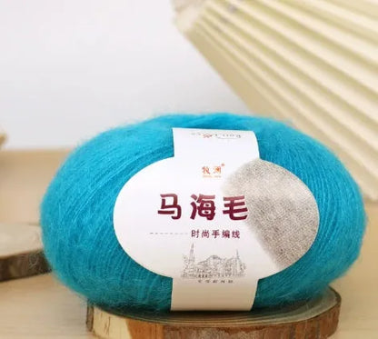 Mohair scarf DIY kit with wool ball and hand-weaving instructions for 180cm spring accessory