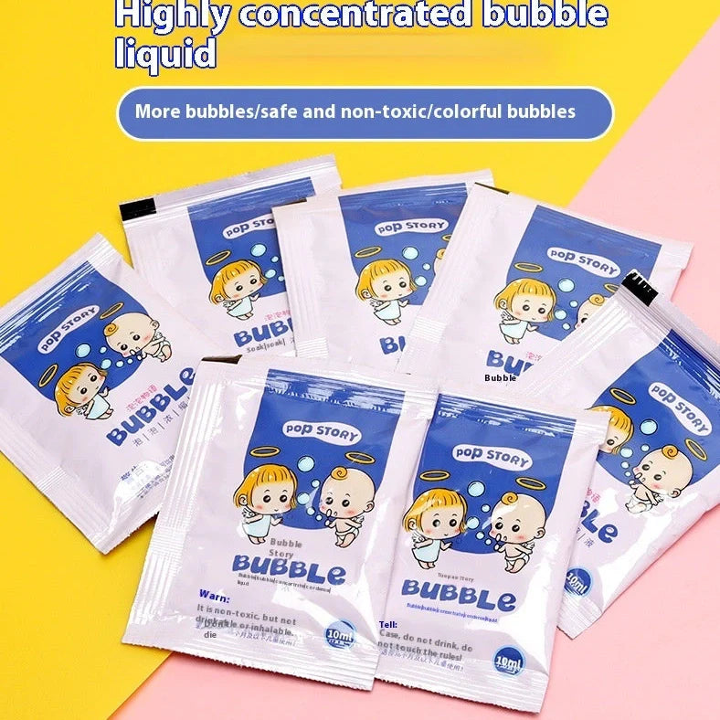 Children's plastic bubble machine with 10ml high-concentration bubble mixture bottle for sensory development play