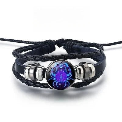 Luminous zodiac bracelet with glow-in-the-dark astrological symbols for stylish nightlight fashion