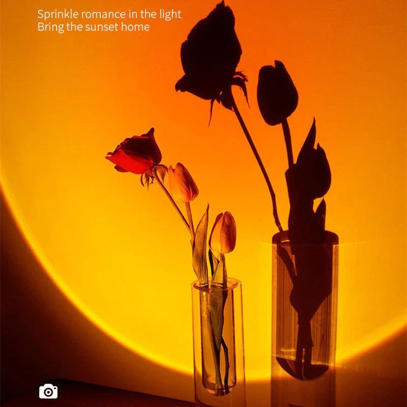 Sunset lamp humidifier with warm, ambient lighting and soothing mist for home and office decor