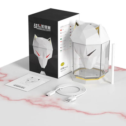 War Wolf black ultrasonic desktop humidifier with colour changing lights and water tank.