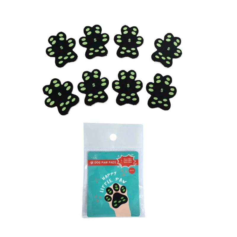 Pack of eight breathable silicone cloth claw protection footstickers for dogs, in S or M size.