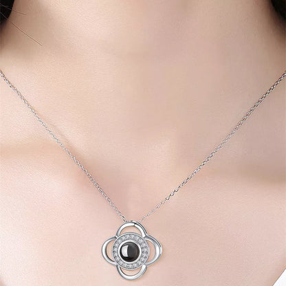 Valentine's Day metal rose jewelry gift box necklace with adjustable crystal design
