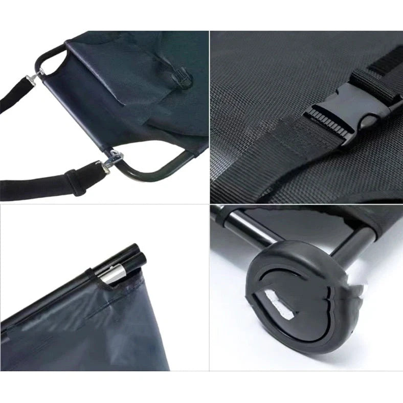 Aluminium alloy dog stretcher extended to 190cm length with collapsible frame design for emergency pet transfer