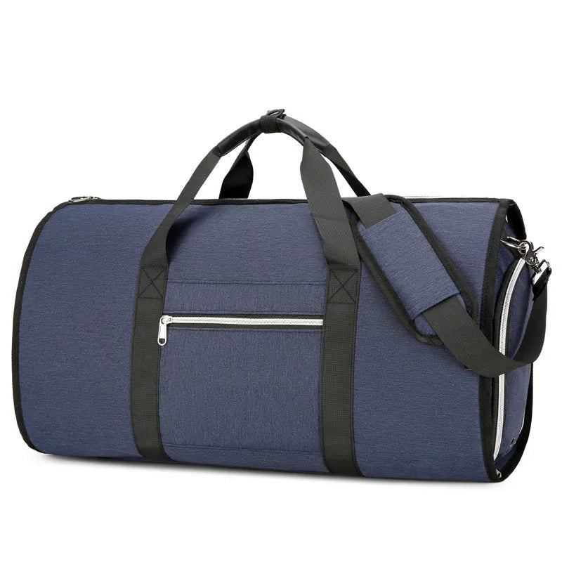 Oxford cloth sports bag in grey colour showing compartments for dry and wet separation.