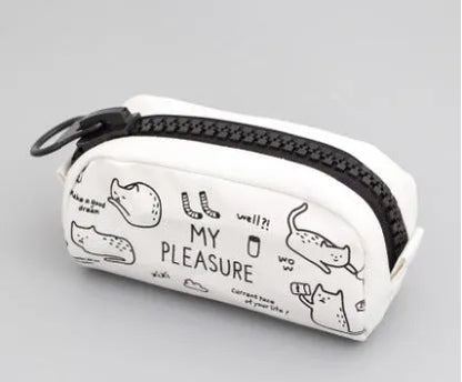 Leather pencil case, 22cm x 9.5cm x 7cm, zip closure, animal and fruit patterns, 18 colours
