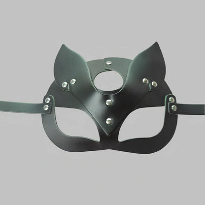 Black leather BDSM harness set showing adjustable 1.5cm width and four-piece coordinated design