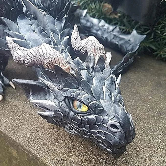 Magnificent resin dragon statue with intricate, hand-painted details for captivating outdoor garden decor