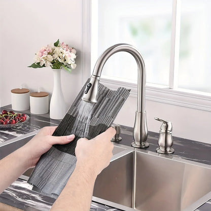 PVC kitchen sink mat with non-slip backing in gradient bamboo pattern, 30x180cm size