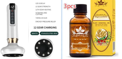 Green electric vacuum cupping massager device with USB charging cable