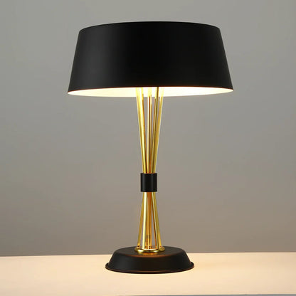 European style iron table lamp, 35cm diameter base, 66cm height, black or white finish with LED bulb and metal lampholder