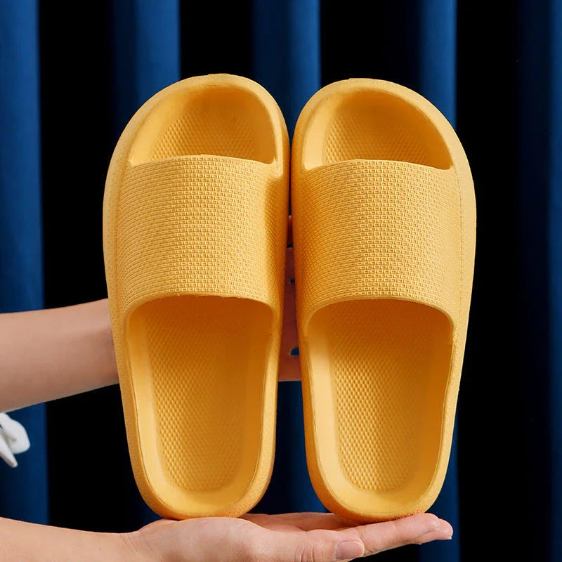 Unisex EVA slippers in various colors, including white, yellow, green, blue, black, khaki, grey, pink, and orange
