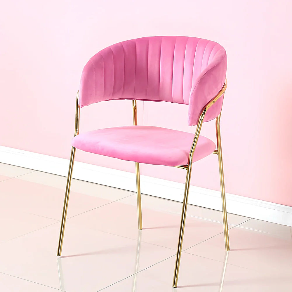 Velvet dining chair in bean paste colour with metal frame, dimensions 53x48x78cm, stable seating option