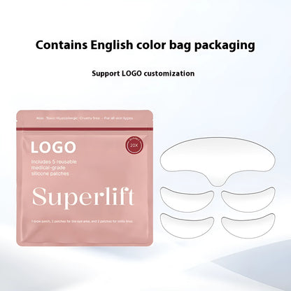 Five silicone anti-wrinkle face stickers for wrinkle removal, resistance and prevention