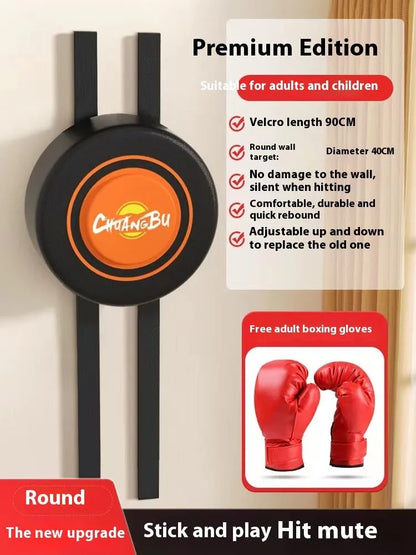 PU hanging boxing sandbag wall target for home fitness training in 30cm and 40cm sizes.