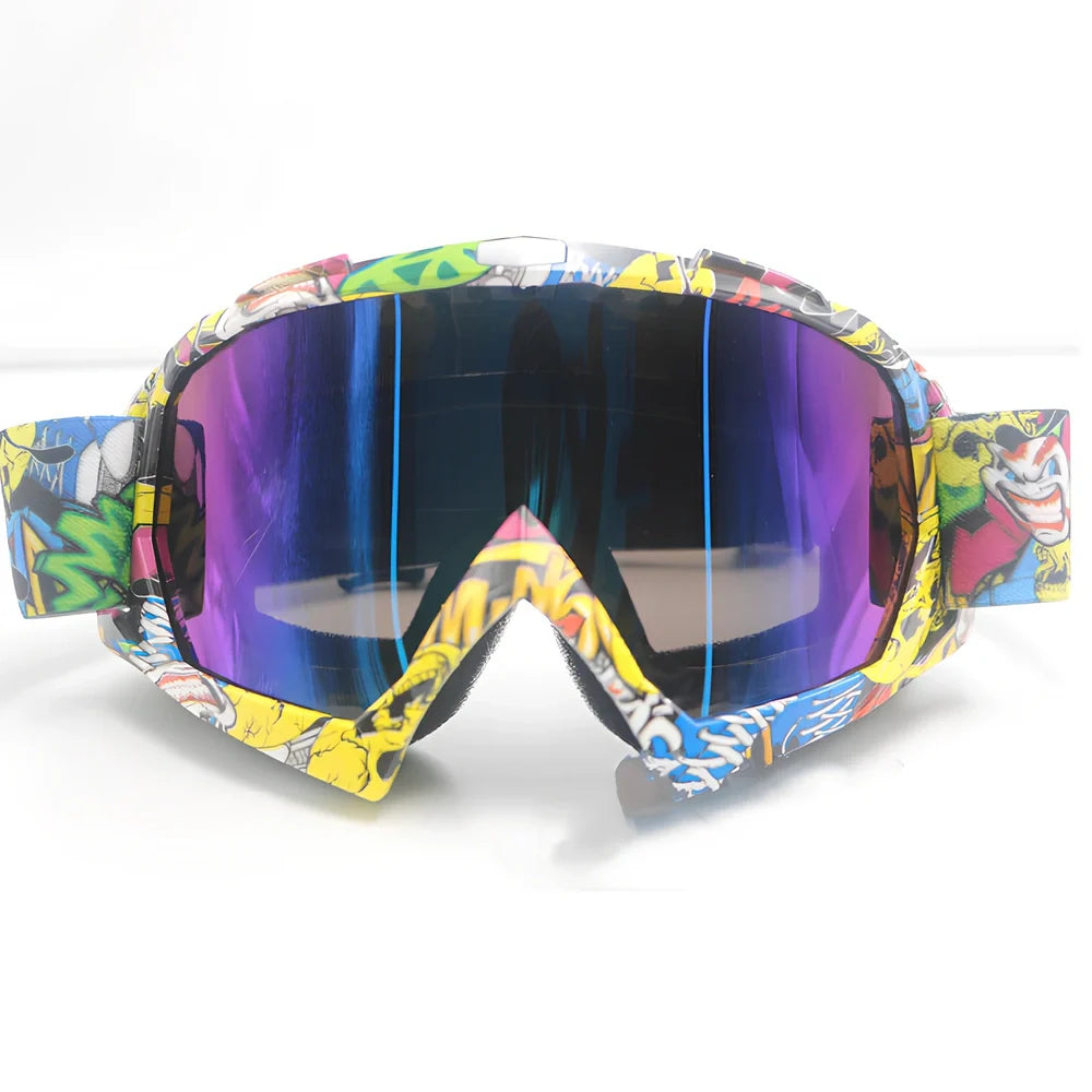 Interchangeable lens riding goggles with ABS frame and multiple colour options for off-road cycling