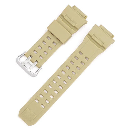Camouflage pattern TPU watchband with silver buckle showing 12+7cm length and 2mm thickness