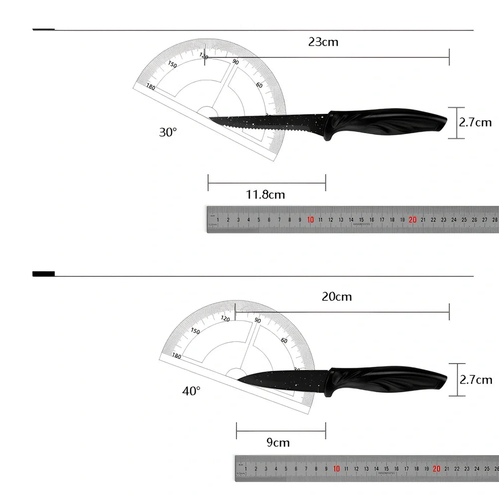 17-piece stainless steel kitchen knife set with Maifanshi coating and 20cm blades