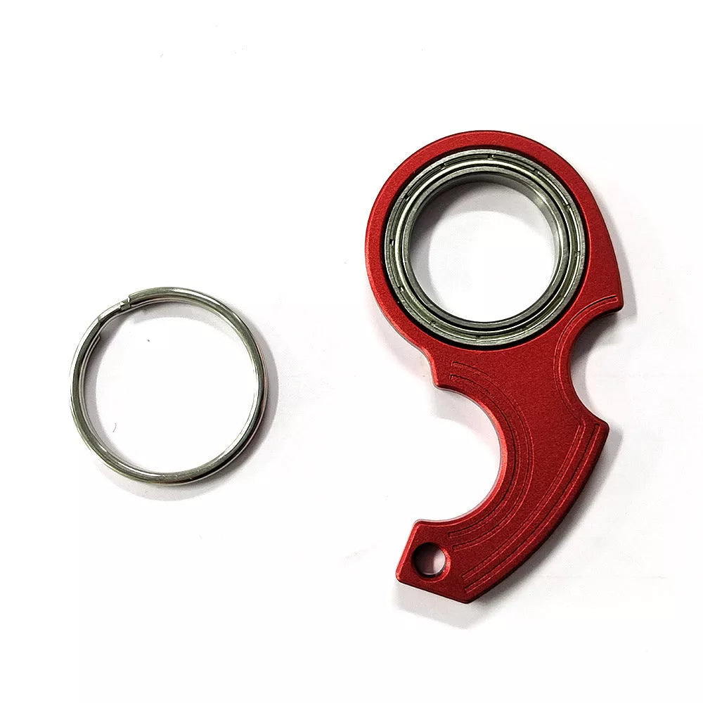 Metal Texture Rotating Keychain in karambit black and red with key ring