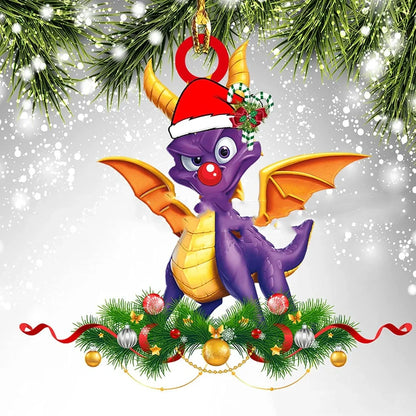 8cm dragon egg Christmas pendant decoration with dinosaur theme and acrylic construction