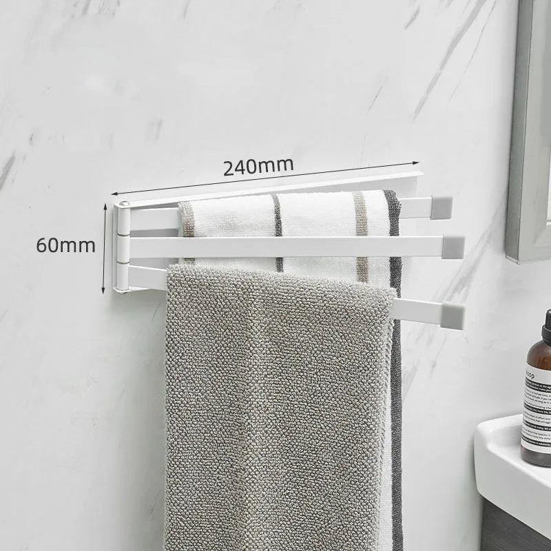 Nordic style black or white carbon steel towel rack with no-drill installation for bathrooms.