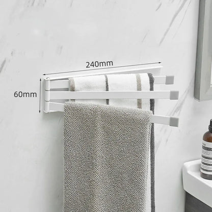 Nordic style black or white carbon steel towel rack with no-drill installation for bathrooms.
