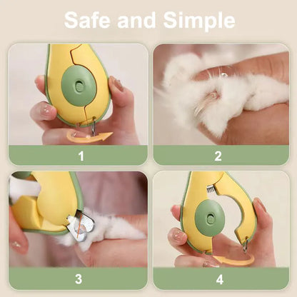 Professional LED pet nail clipper for small dog and cat claw trimming in green, pink, and white colours