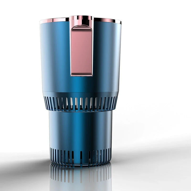 Smart 2-in-1 car beverage warmer and cooler with digital temperature display, versatile design to keep drinks at the perfect temperature