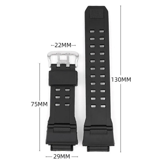 Camouflage pattern TPU watchband with silver buckle showing 12+7cm length and 2mm thickness