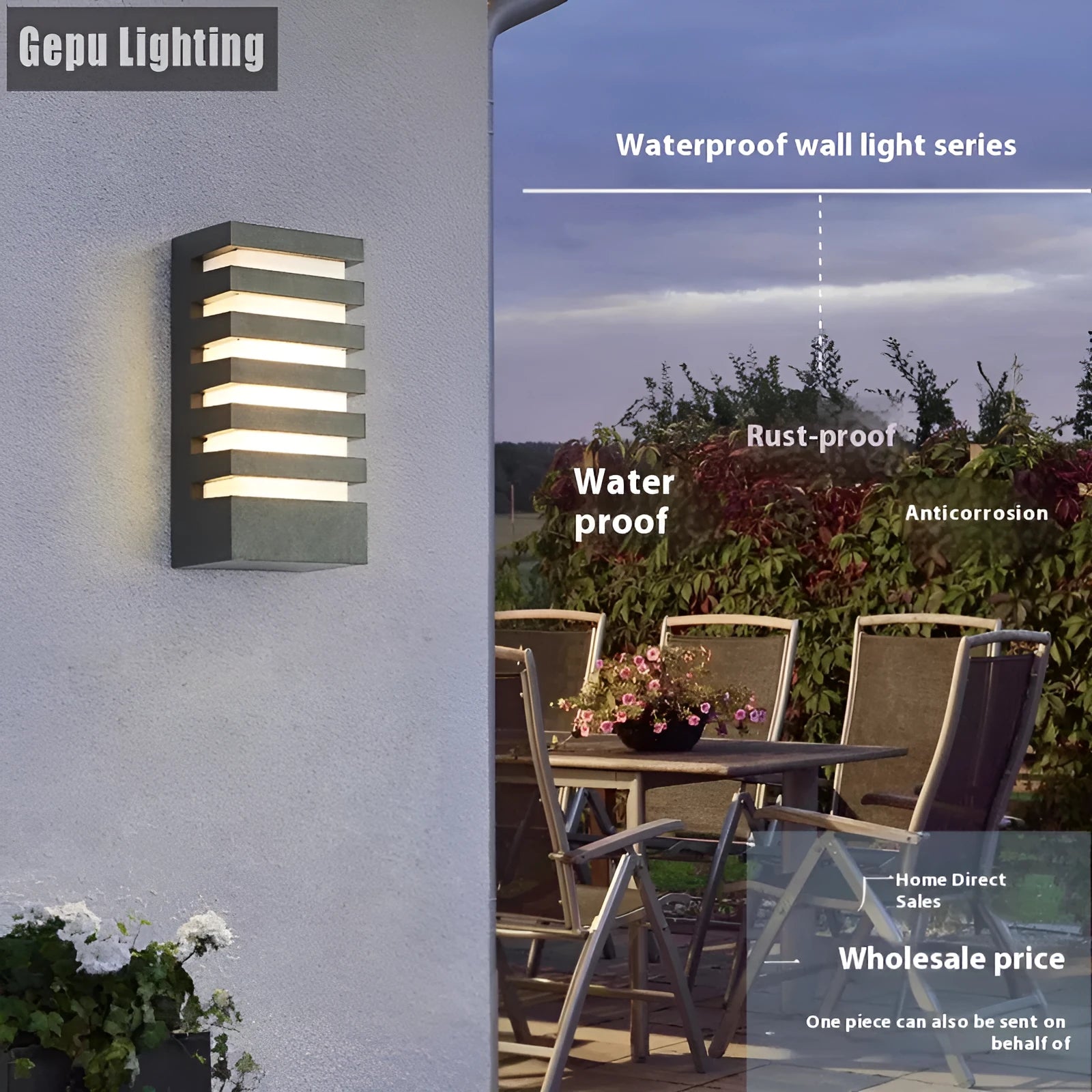 Modern aluminium outdoor wall lamp with minimalist design for garden patio lighting