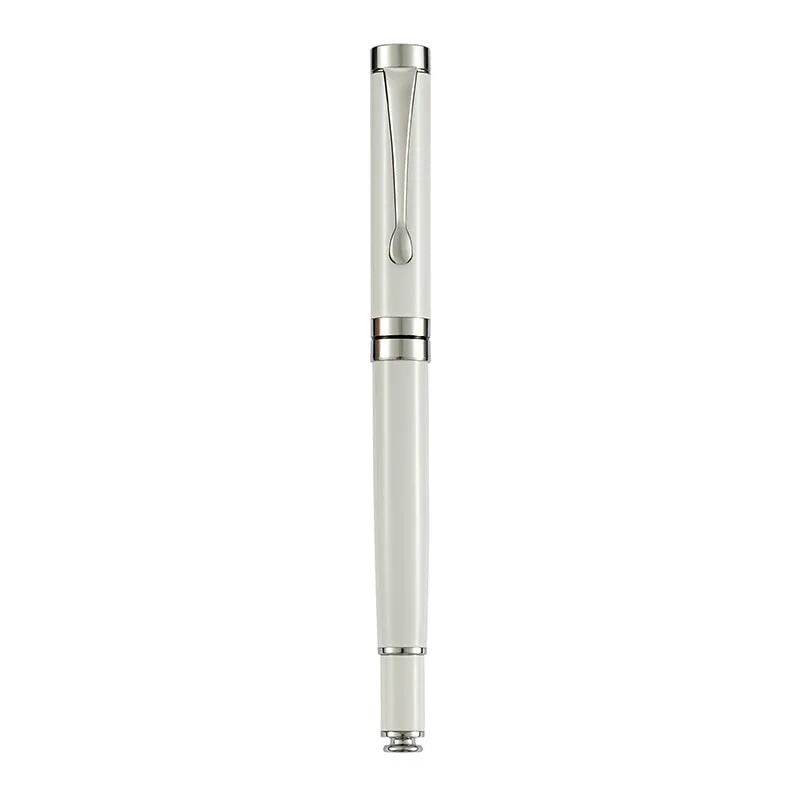 Metal fountain pen showing multiple colour options with gold and silver clips for calligraphy practice