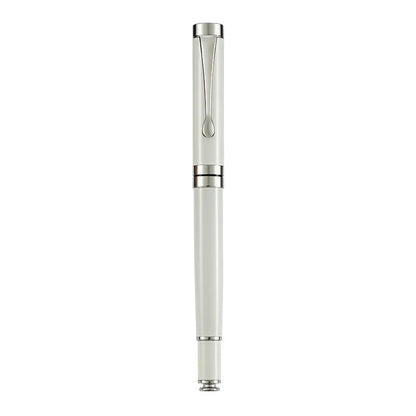 Metal fountain pen showing multiple colour options with gold and silver clips for calligraphy practice