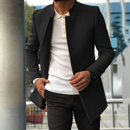 Men's single-breasted jacket in classic colors like khaki, black, grey, blue, and army green
