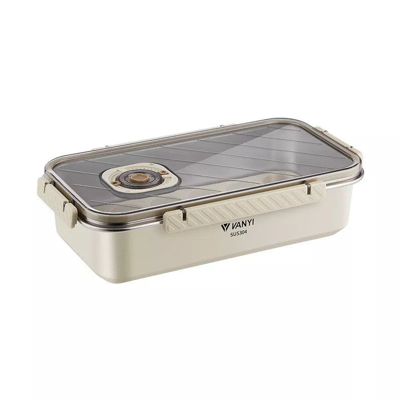 Stainless steel food storage box with date tracker for refrigerator organization