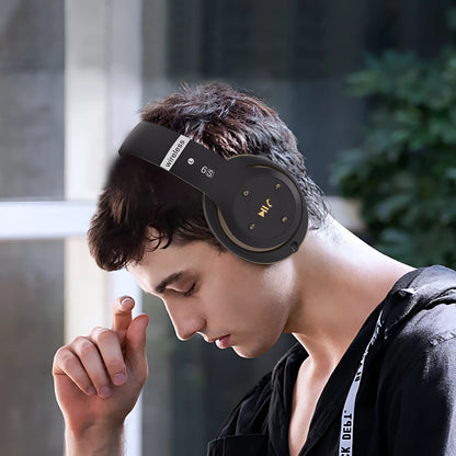 Bluetooth gaming headset A6S style in black, white, pink, red, or blue with HiFi sound and USB charging