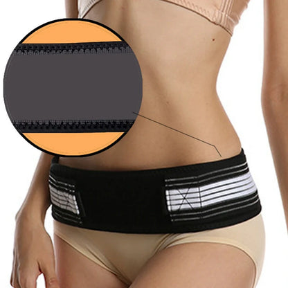 Double-reinforced Pelvic Repair Orthosis Protective Belt in black, available with or without vents for adjustable pelvic support and correction