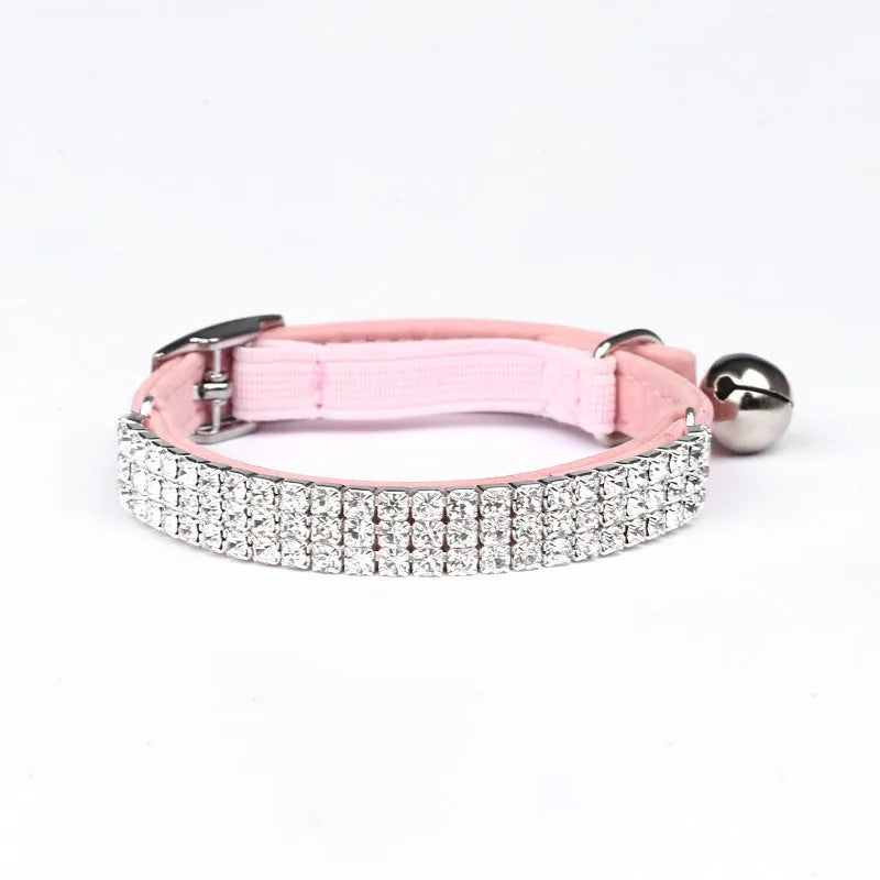 Red velvet cat collar with rhinestone detailing showing 1cm width and adjustable buckle for 20-30cm length fitting