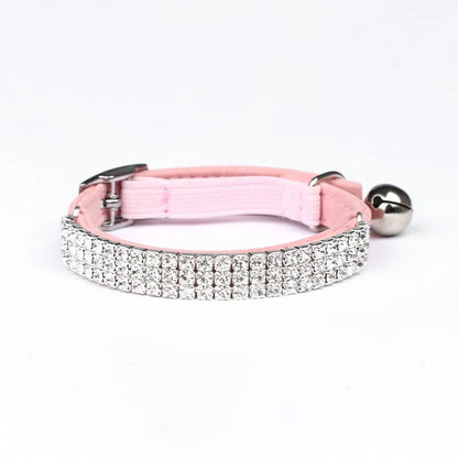 Red velvet cat collar with rhinestone detailing showing 1cm width and adjustable buckle for 20-30cm length fitting