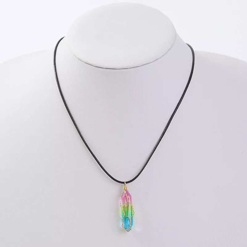 Women's Transparent Geometric Diamond Crystal Necklace showcasing modern design and crystal clarity